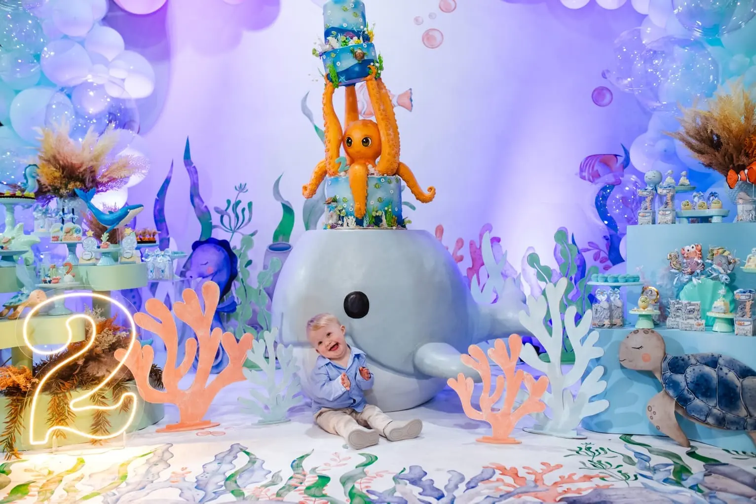 Decoração de festa tema Fundo do mar em Joinville e região